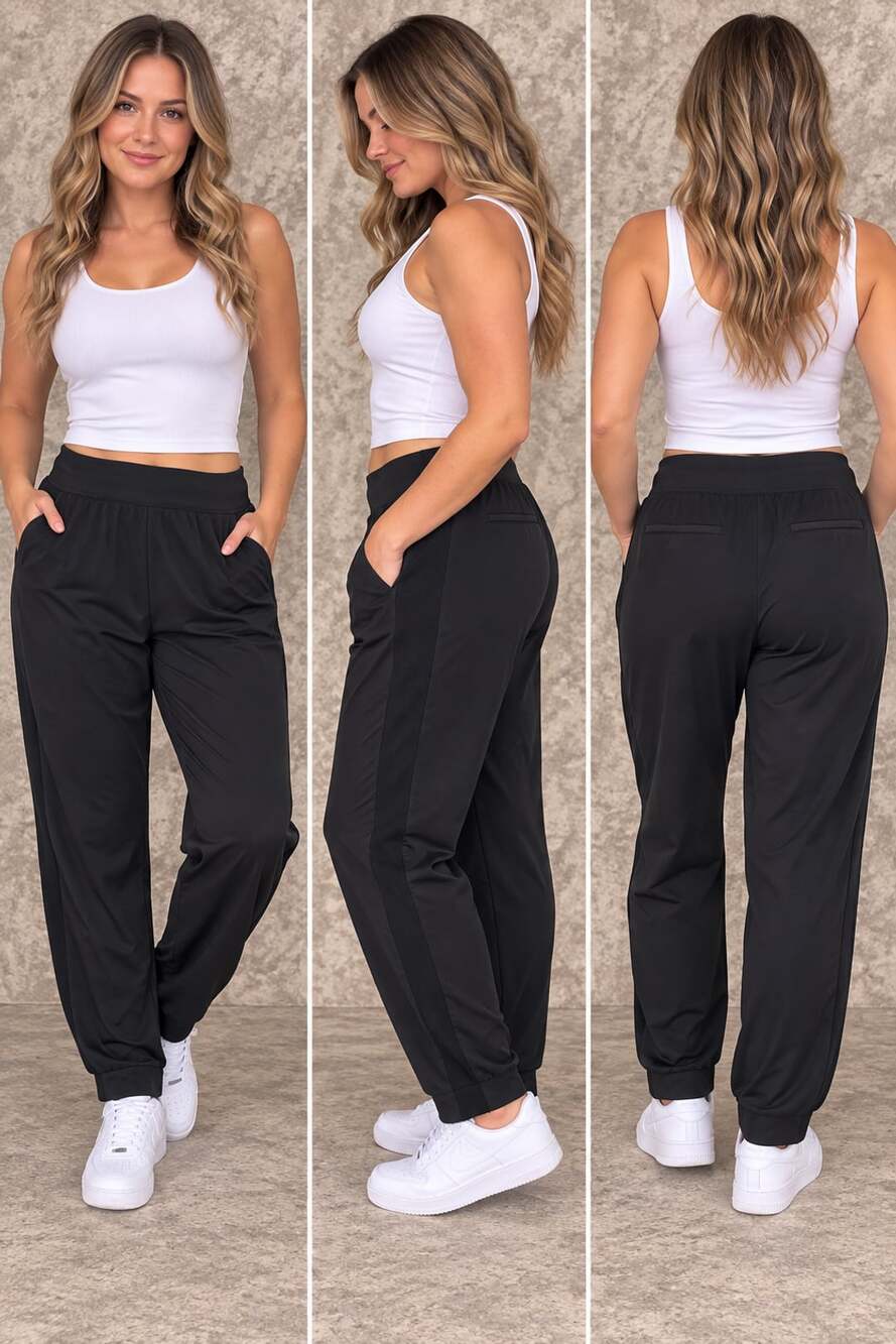 Athleta Brooklyn Mid Rise Jogger Black Pull-On Pants